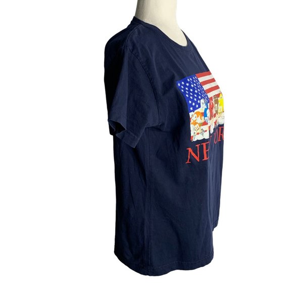M&Ms New York Crewneck T Shirt L Blue Short Sleeves Snack Tee American Flag - Picture 5 of 6